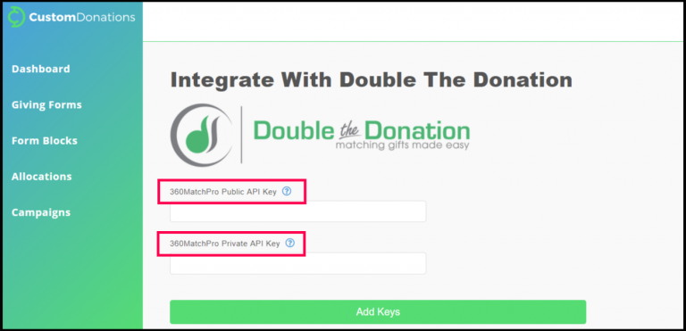 Double The Donation Integration Step 1