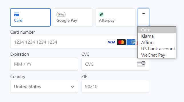 Example Payment Screen