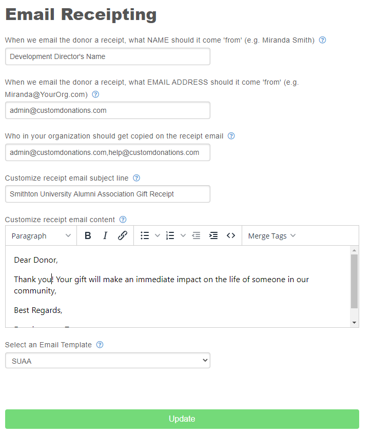 Email Receipt Builder