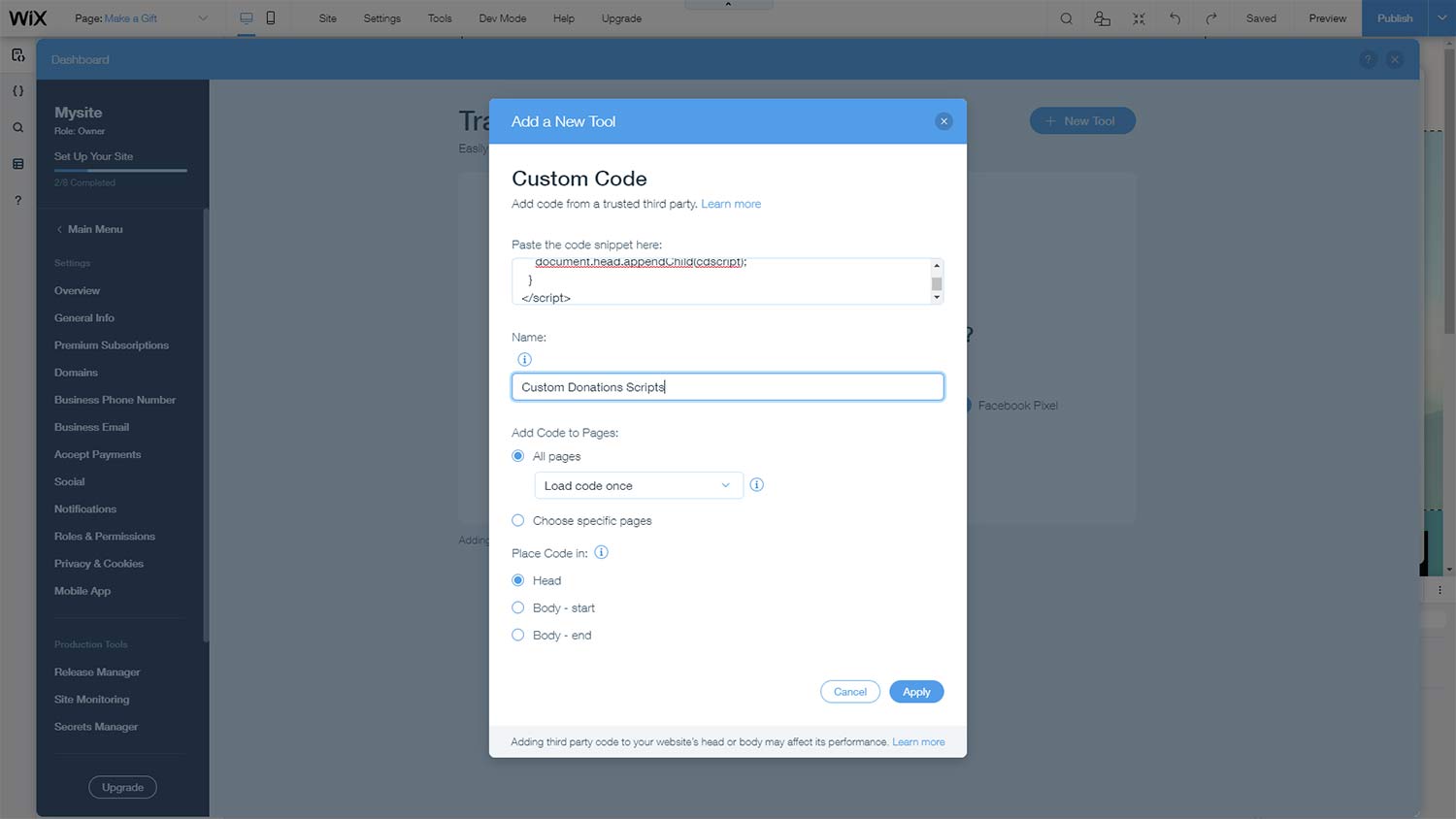 Add the Embed Code (one-time only)