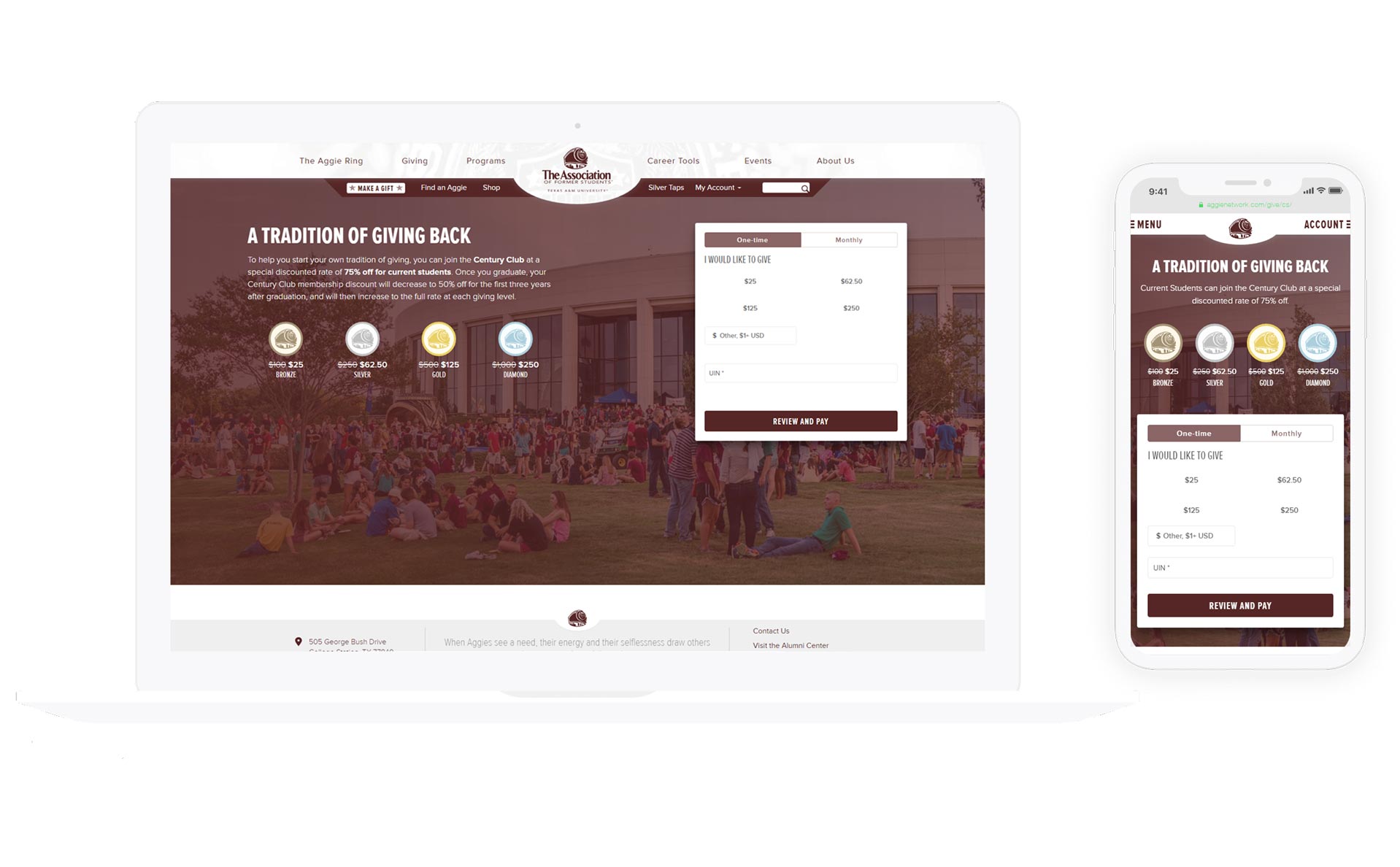 MacBook with screenshot of current student giving
